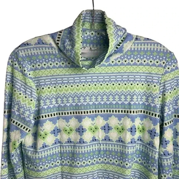 Vintage Supply Women's Size 4 Blue Fair Isle High Neck Cropped Top US 4 y2k - Picture 2 of 9